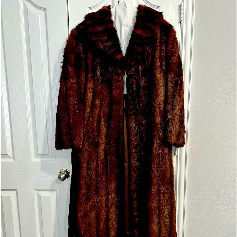 Vintage Real Excellent Muskrat Fur Coat Jacket Woman Women Size 12-14 Large